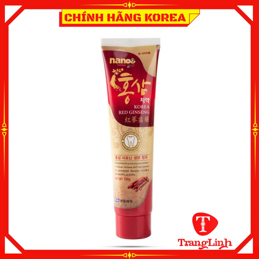 Kem đánh răng hồng sâm Nano hàn quốc, tuýp 150gr - Giúp trắng răng, thơm miệng - tranglinhkorea