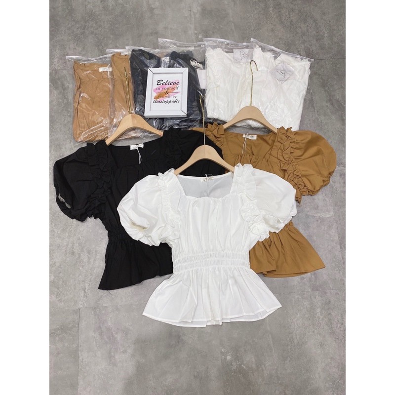 [Hàng Đẹp] Áo Tay Bồng Bèo Vai 3 Màu, Áo Nữ Chun Eo Tay Phồng Siêu Xinh Có Ảnh Thật Kèm Video | BigBuy360 - bigbuy360.vn