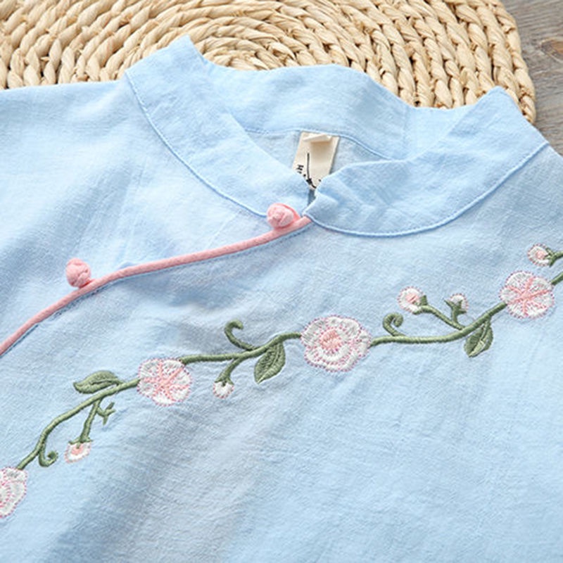 ☻ L O T U S ☻ Áo Kiểu Sườn Xám Cổ Điển Thêu Họa Tiết Plus Size CAL1566 - Bộ Sưu Tập Mới