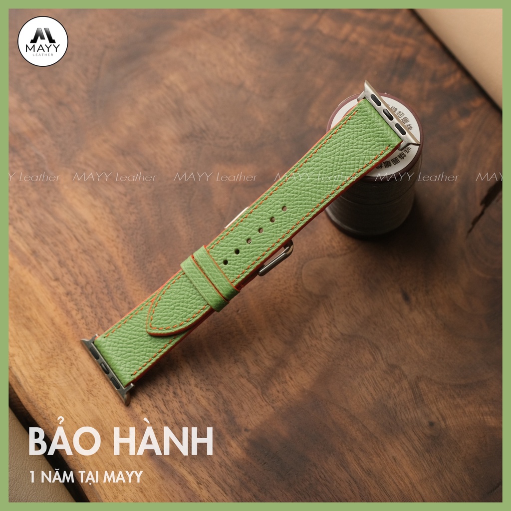 Dây đồng hồ Apple Watch da Bê Epsom da thật 100% màu Xanh Mint
