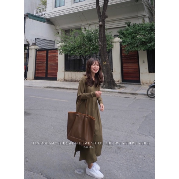 [Mã 2611THTRANG100K hoàn 10% xu đơn 99K] (Ảnh thật) Váy maxi len đũa cổ bẻ loại 1 the.sweaterweather TSW | BigBuy360 - bigbuy360.vn