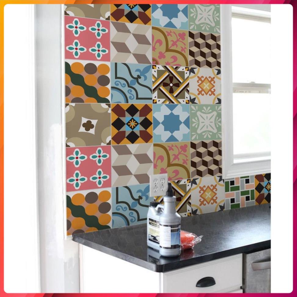 Decal Dán Tường Họa Tiết Gạch Bông Vintage Siêu Đẹp Shop Châu, Chất liệu cao cấp từ Đài Loan, Nhiều mẫu mã (DGB-021)
