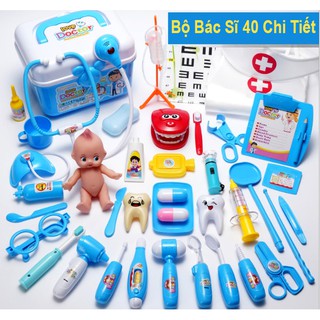 Hộp Vani Đồ Chơi Bác Sĩ , Y Tá 40 Chi Tiết ( Màu Xanh)