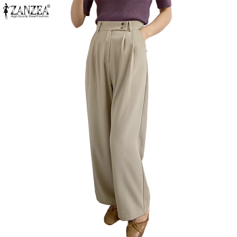 Quần ống rộng ZANZEA khóa kéo thời trang dành cho nữ