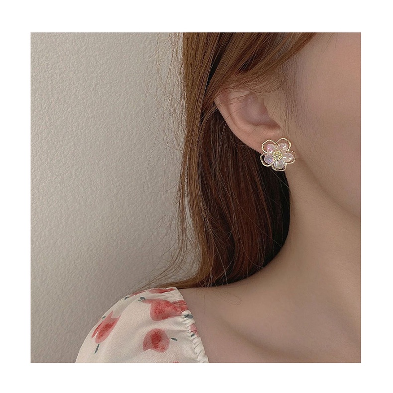 Đôi Bông Tai Dáng Rơi Họa Tiết Hoa Đính Ngọc Trai Thời Trang Cho Nữ