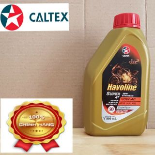 Nhớt tổng hợp 10W40 MA2 xe máy số Caltex Havoline Super 4T Semi Synthetic SAE; 0,8 L (dầu 800ml) 10w40