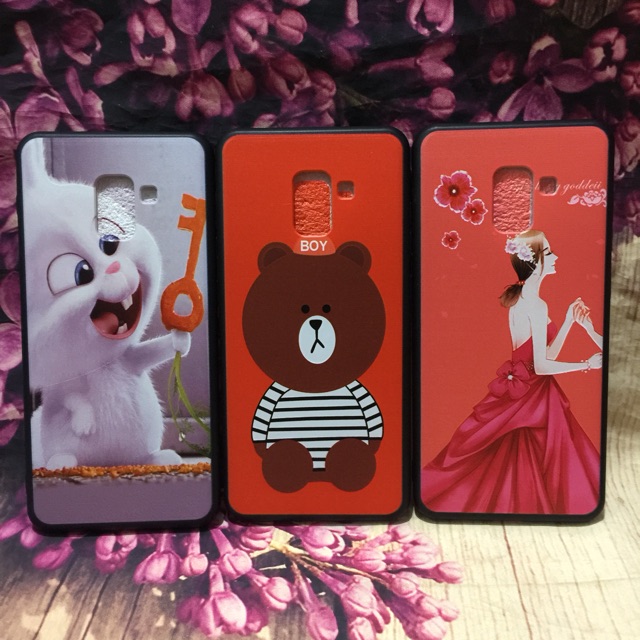 Ốp galaxy A8 plus 2018 viền dẻo họa tiết nổi 4D hình thú siêu kute