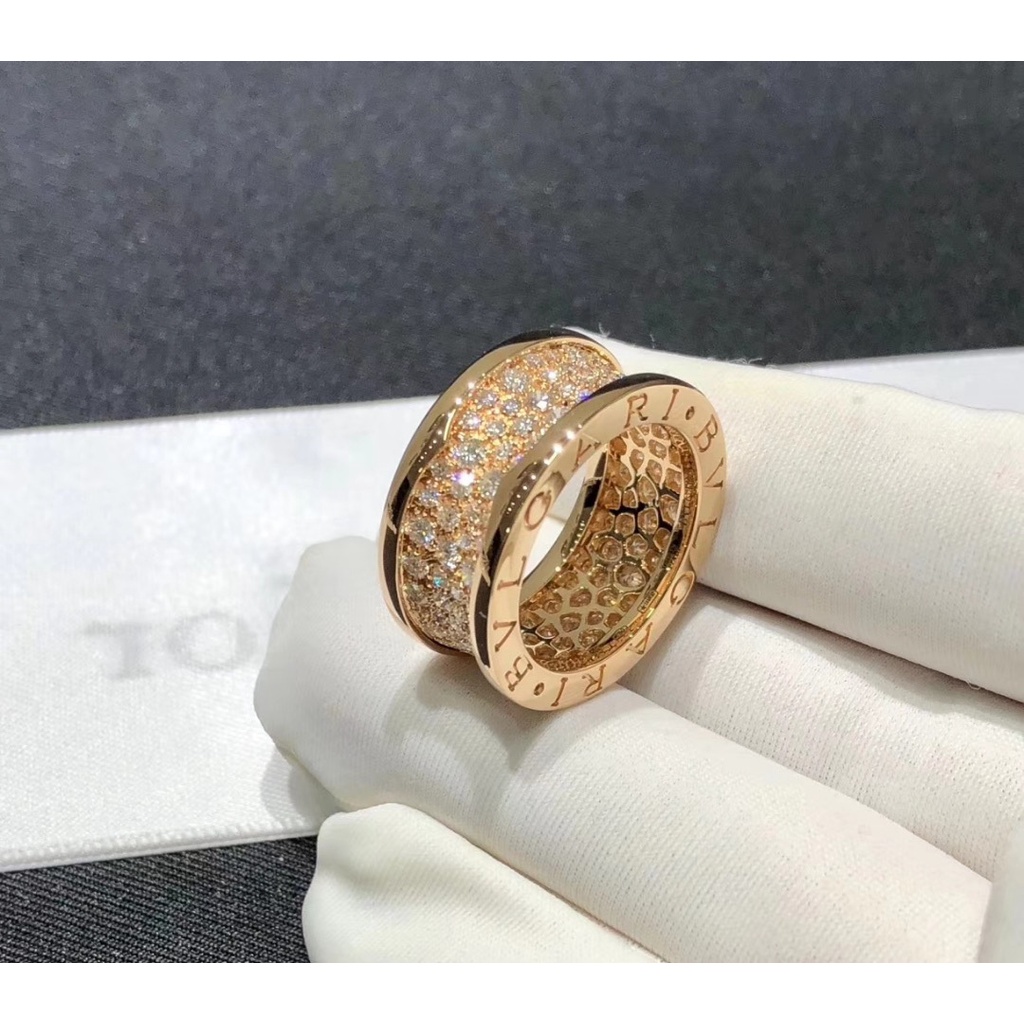 2023 Nhẫn lò xo vàng hồng nạm kim cương