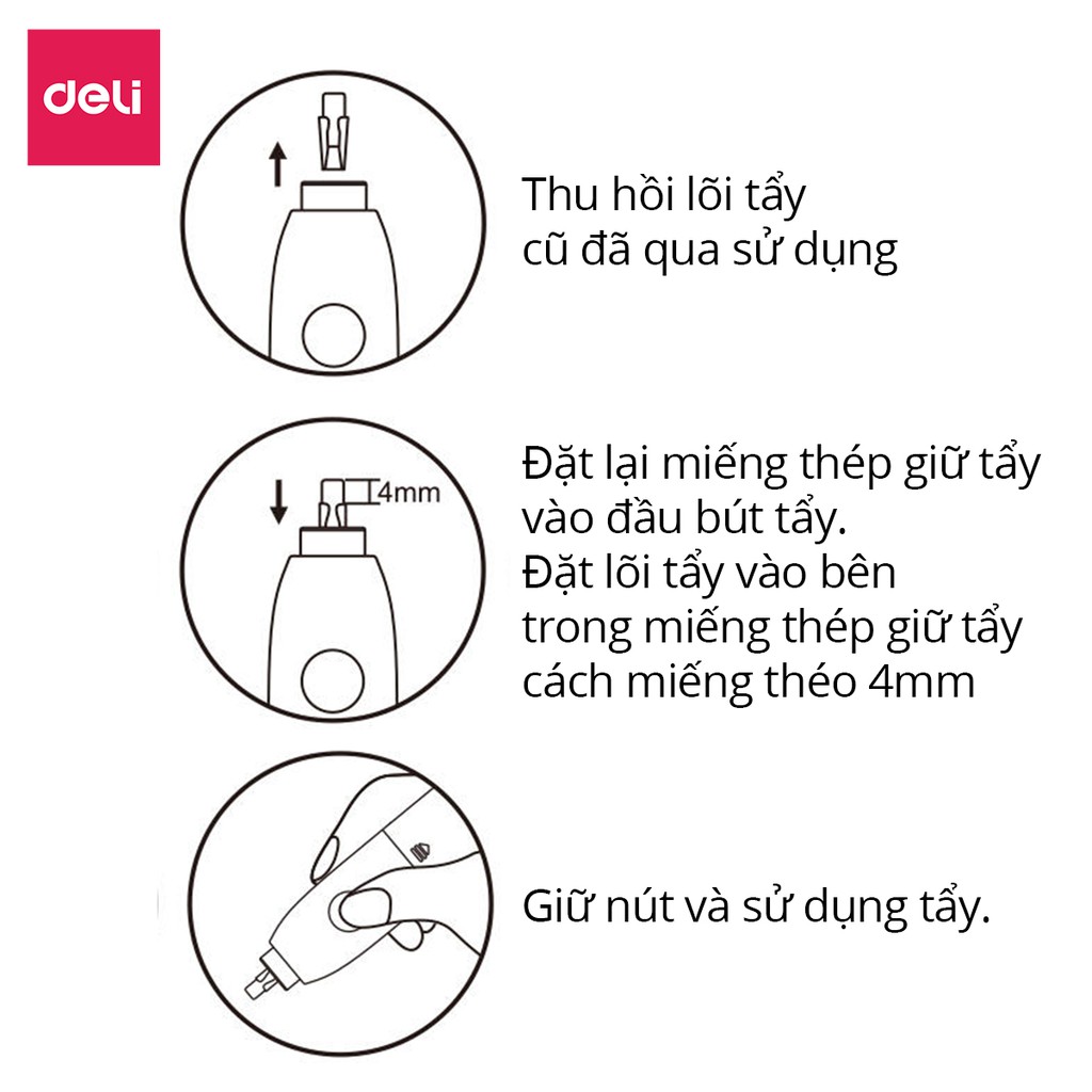 Lõi tẩy thay thế bút tẩy điện 50c/hộp - phù hợp với tẩy điện 71107 EH02800 - 1 hộp - 71074