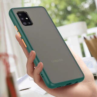 Ốp điện thoại nhám viền silicon chống sốc cho Samsung Galaxy A21S S20 FE A31 A41 M51 M31 s20fe A52 A72 5G Luxury Contrast Color Frame Matte Hard PC Protective Phone Case