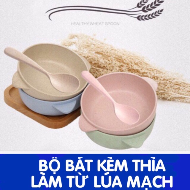 Bộ bát kèm thìa lúa mạch Brown