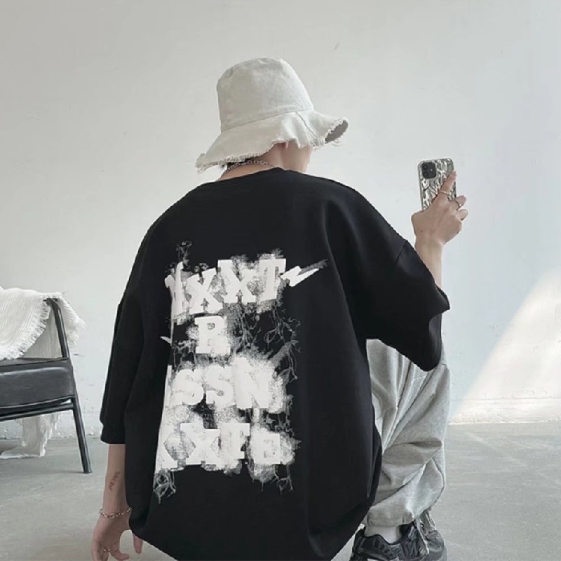 Áo Thun Ngắn Tay Form Rộng Phong Cách Hàn Quốc Dành Cho Nam