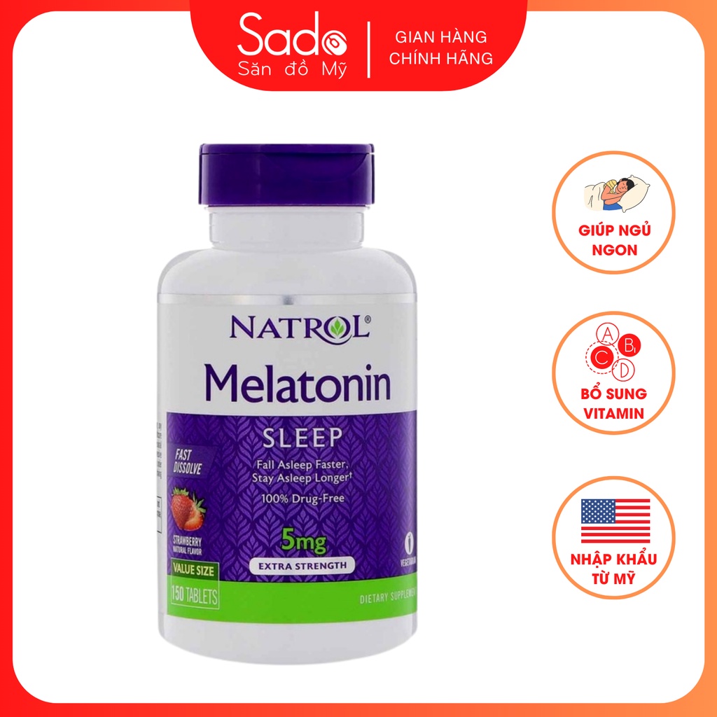 Viên ngậm hỗ trợ giấc ngủ melatonin 10mg Natrol 100 viên