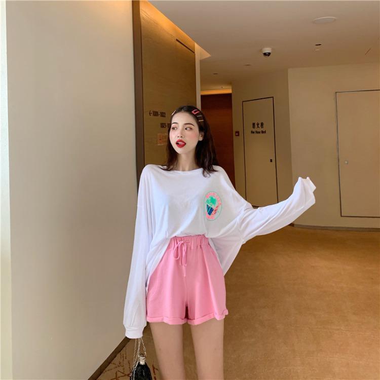 Set Áo Thun Tay Dài Chống Nắng + Quần Dài Lưng Thun Co Giãn Tốt In Hình Cây Dừa Ngộ Nghĩnh