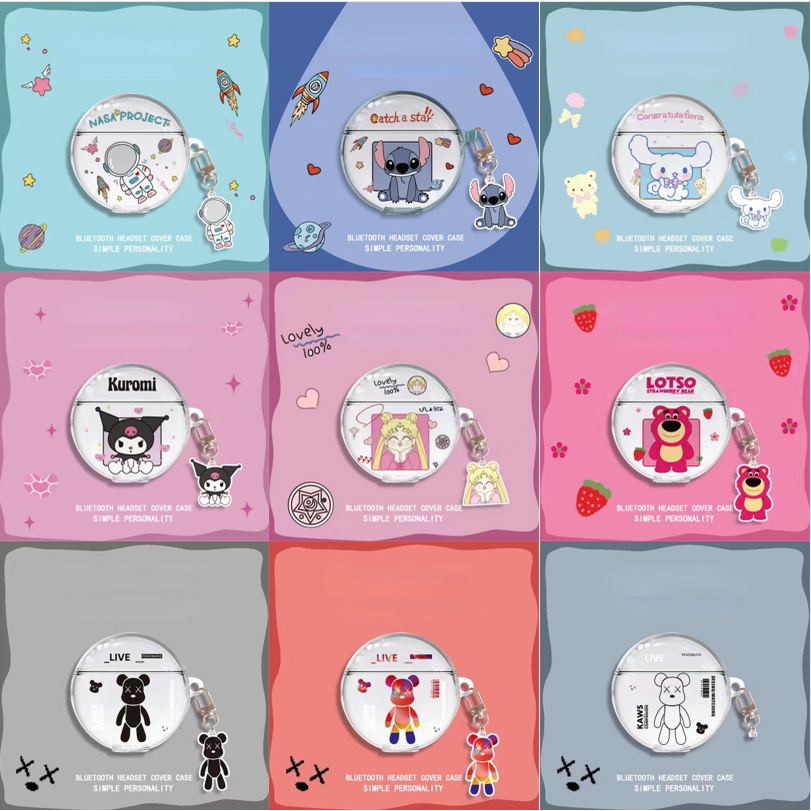 Hàng Sẵn Sàng! Vỏ Bảo Vệ Hộp Sạc Tai Nghe OPPO Enco Buds 2 Trong Suốt Họa Tiết Hoạt Hình Cô Gái & Phi Hành Gia Dễ Thương