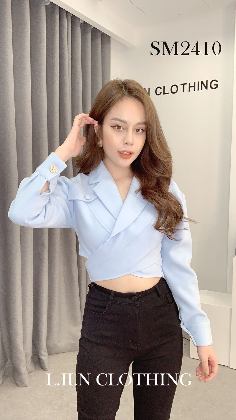 Áo khoác da nữ Linbi màu hồng nhạt, kiểu dáng croptop ôm sát body cá tính Liin clothing SM2410 | BigBuy360 - bigbuy360.vn