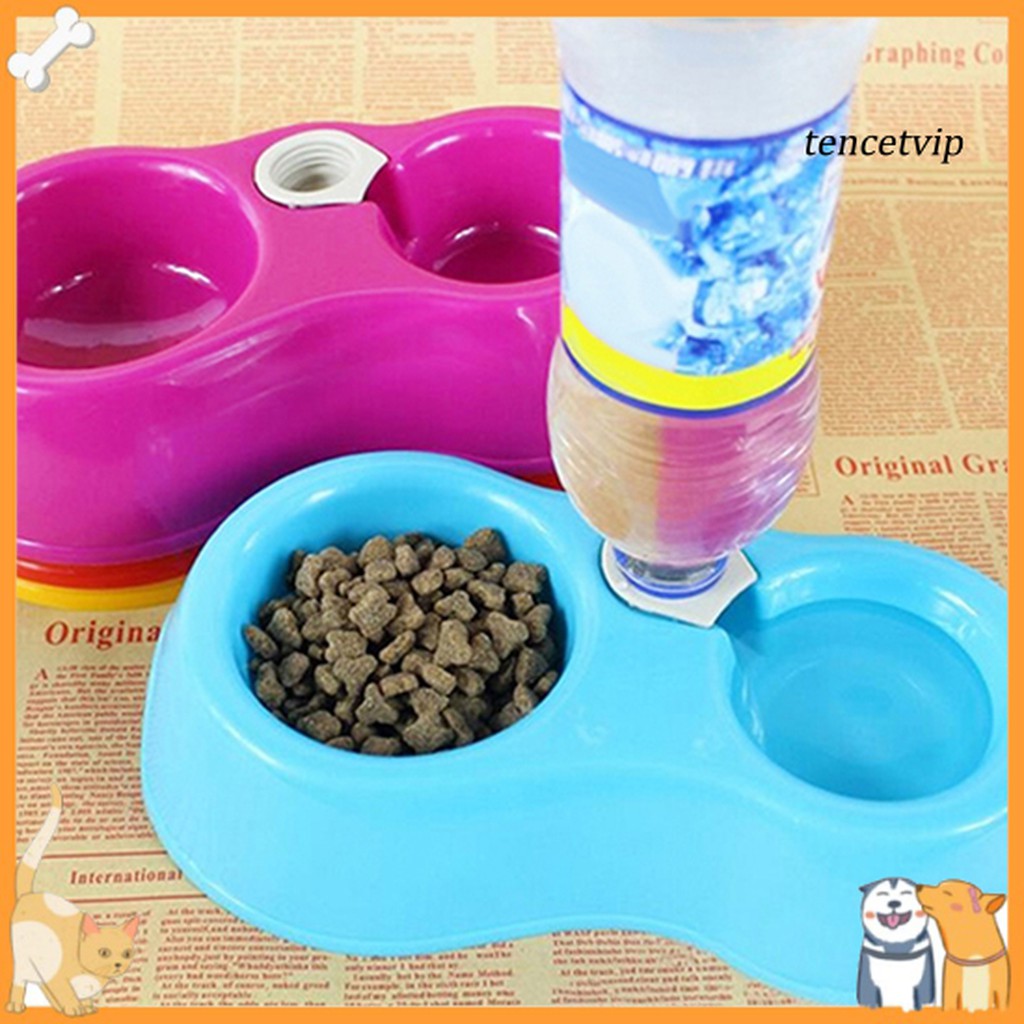 Bát ăn uống tự động hai ngăn tiện dụng cho thú cưng