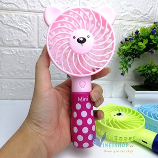 [FREESHIP 99K] Quạt mini Cầm Tay TAI GẤU cực đẹp - tiện lợi - đi học/đi làm/đi dạo phố Pin khủng 1200mah-dc3590
