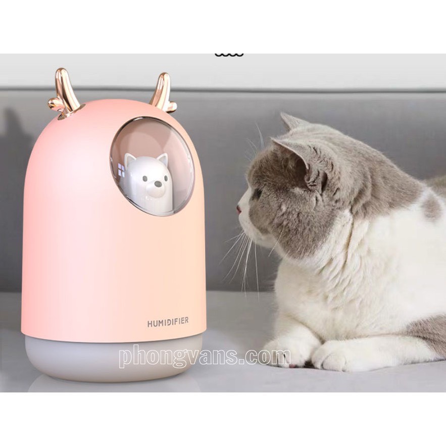 [FREESHIP] Máy Xông Tinh Dầu Mini Hình Gấu HUMIDIFIER Dễ Thương, Tự Động Ngắt Khi Hết Nước.