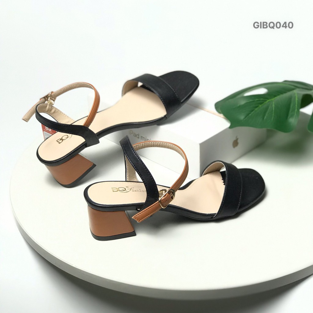 Sandal nữ BQ ❤️FREESHIP❤️ Giày sandal phối quai màu sắc trẻ trung gót vuông 5cm GIBQ040