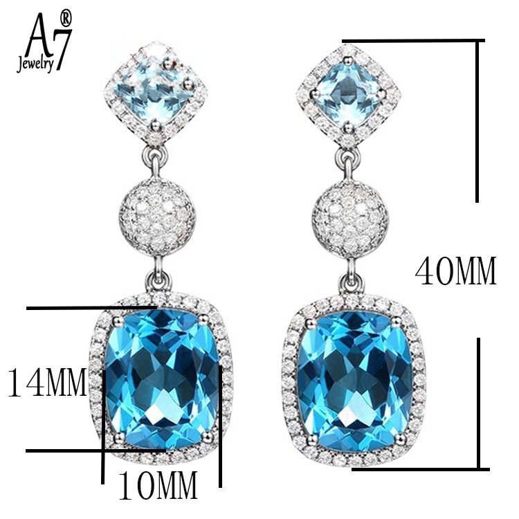 Khuyên tai dáng dài đính đá xanh biển và chim bồ câu sang trọng