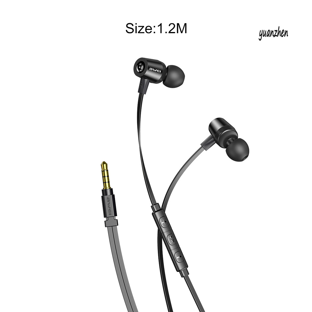 yuanzhen L1 Earphone In-ear Stereo Sound Black Headphone with Mic for MP3