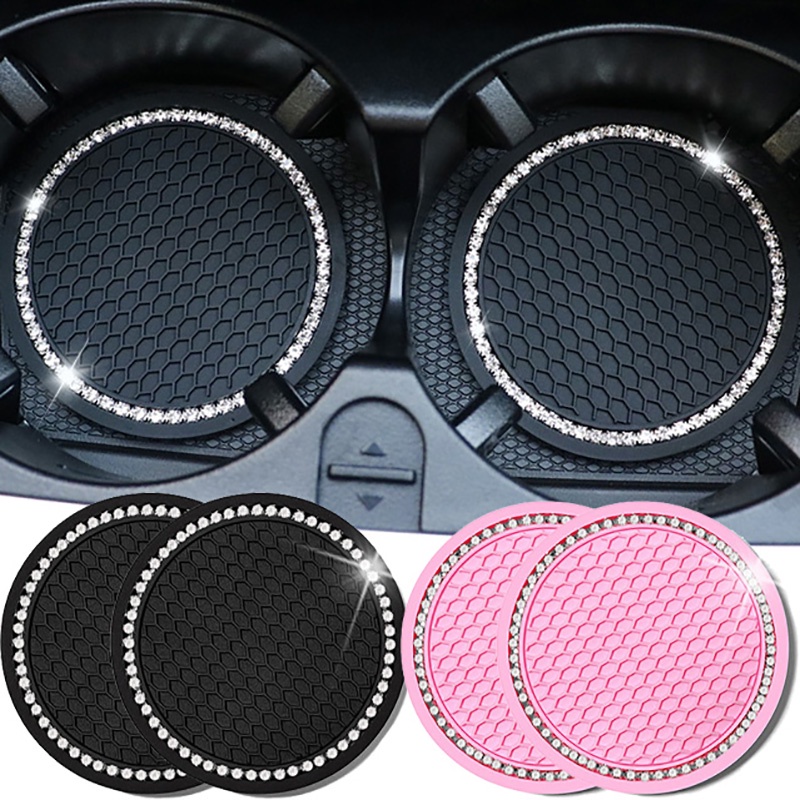 Bộ 2 Miếng Lót Cao Su Đính Đá Giả Kim Cương Chống Trượt Cho Giá Đỡ Chai Nước 7cm