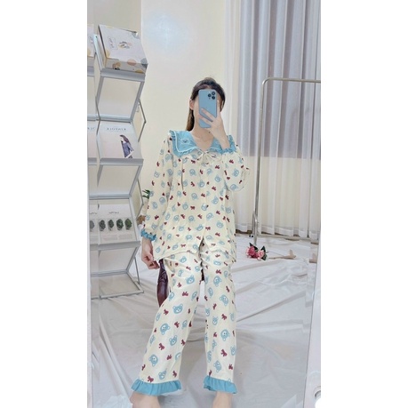 BỘ PIJAMA MẶC NHÀ CHO CHỊ EM BẦU VÀ SAU SINH CÓ KHOÁ TI CHẤT ĐŨI LỤA