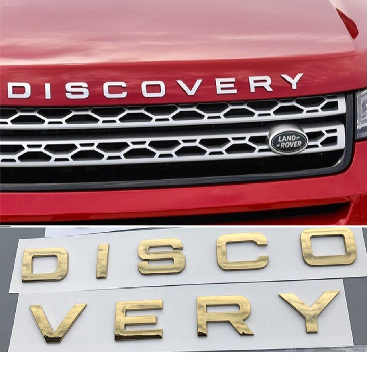 Decal Tem Chữ Discovery 3D Dán Trang Trí Ô Tô - Màu Vàng