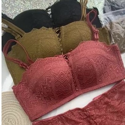 Bộ đồ lót, set nội y ren bèo dây rút tạo khe gợi cảm mút vừa - 610 | BigBuy360 - bigbuy360.vn