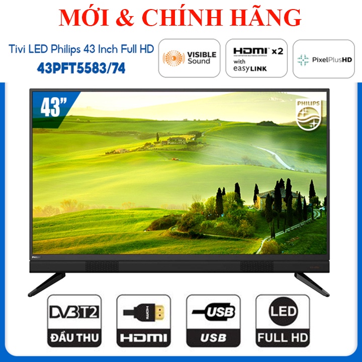 Tivi LED Philips 43 Inch Full HD 1080P sản xuất Thái Lan- 43PFT5583/74 (Model 2020)