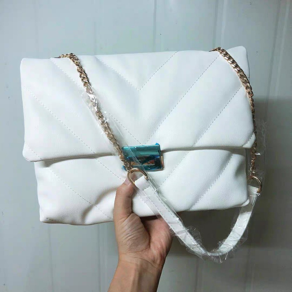 TÚI XÁCH DA ZARA XUẤT DƯ TUỒN NỮ CHẦN BÔNG ĐEN TRẮNG