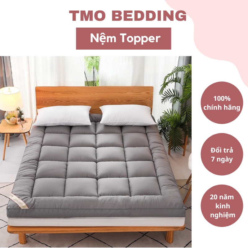 Nệm topper TMO Bedding dày, tấm topper nệm 1m2, 1m6, 1m8 cao cấp, giá rẻ