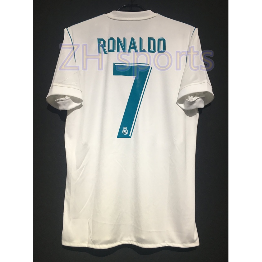 Áo Thun Bóng Đá Đội Real Madrid 17/18 SERGIO RAMOS 4 RONALDO 7 BENZEMA 9 Phong Cách Thể Thao 2017/2018