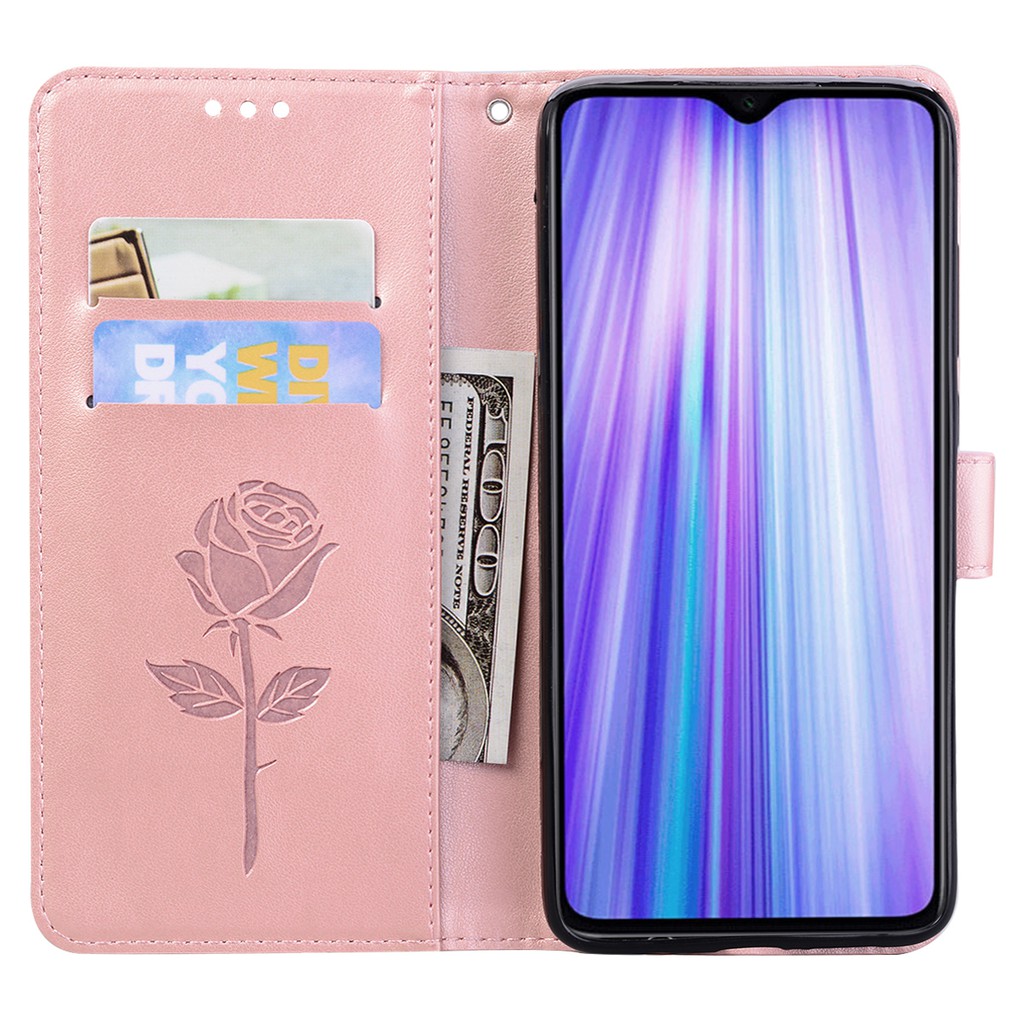 Bao da điện thoại nắp lật họa tiết hoa hồng cho Xiaomi Redmi Note 9T 10 10S 9S 9 8 7 Pro 8T 9A 9C 8A 7A 13C