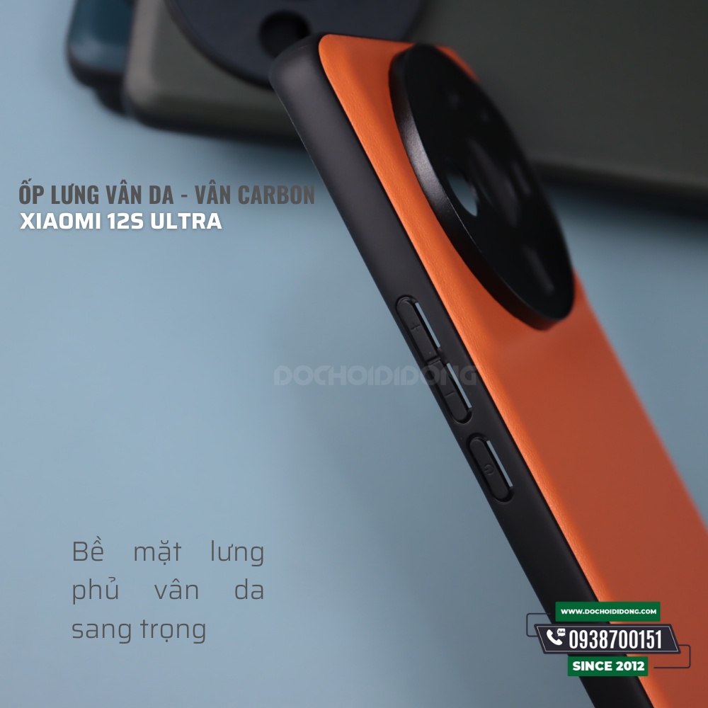 Ốp lưng vân da - vân carbon cho Xiaomi 12S Ultra