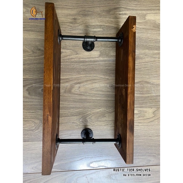 Kệ Gỗ treo Tường - Kệ Ống Nước Sắt, Giá Sách, Kệ Đồ Nhà tắm Cổ Điển, rustic Vintage Industrial Decor Homestay