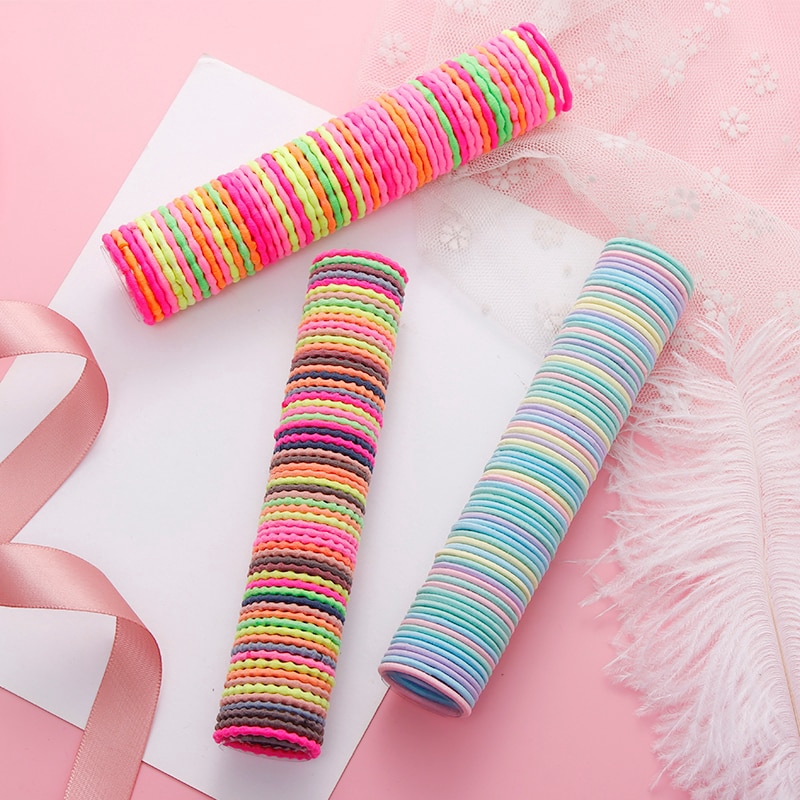 Bộ 50 dây thun cao su co giãn buộc tóc cho bé gái