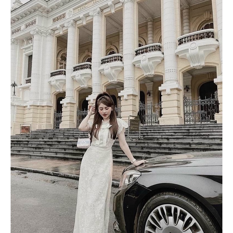 [Aimee Clothing] Áo dài ren cách tân đơn điệu phong cách cổ điển, sang trọng