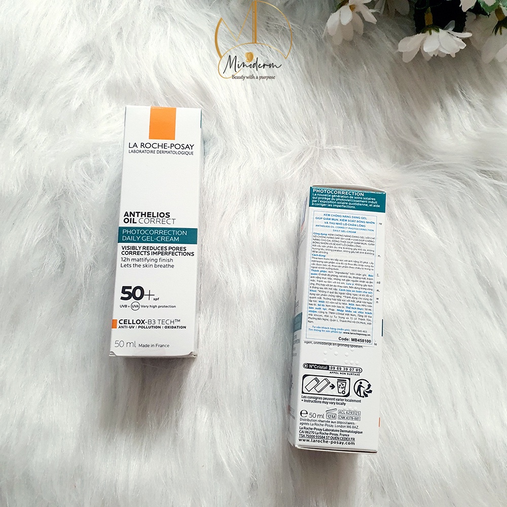 Kem chống nắng La Roche Posay Invisible fluid, Anthelios XL, Oil correct chống nắng toàn diện 50ml