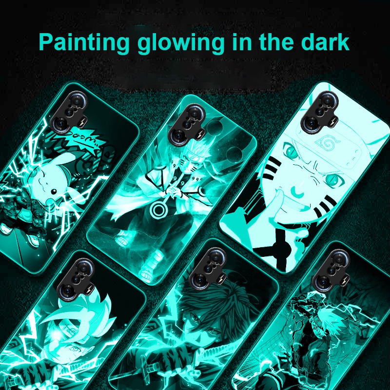 Ốp điện thoại kính cường lực dạ quang in hình Naruto cho Xiaomi Redmi K40 Gaming Redmi K40 K40 Pro Mi 11 Lite Mi 11 Poco F3 Redmi K30 Pro Poco F3 GT Night Glowing Anime Fashion Casing