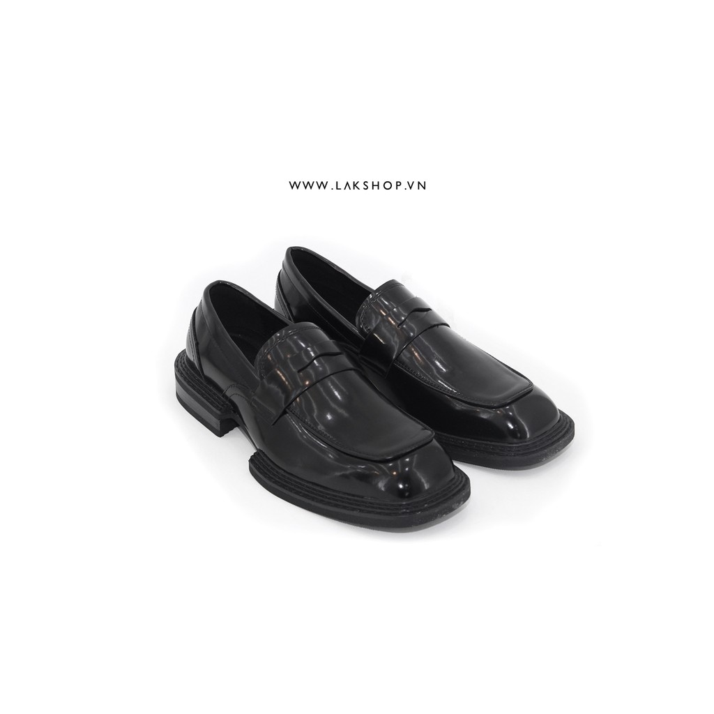 Giày Black Square-Toe Loafer Shoes
