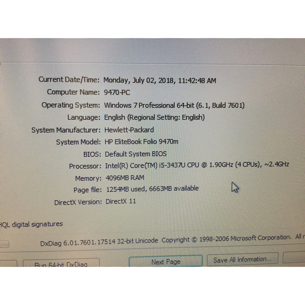 Laptop HP Utralbook 9470M Core I5 thế hệ 3 3437U, Ram 4G, HDD 320G.