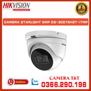 Camera hdtvi starlight 5mp hikvision ds-2ce76h8t-itmf - bảo hành 2 năm