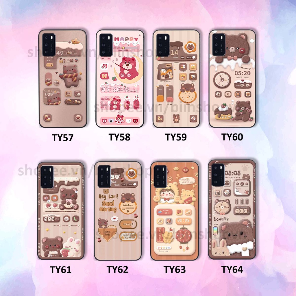 Ốp Oppo A16 in 3D icon gấu nổi siêu xinh, siêu đáng yêu, cá tính phong cách