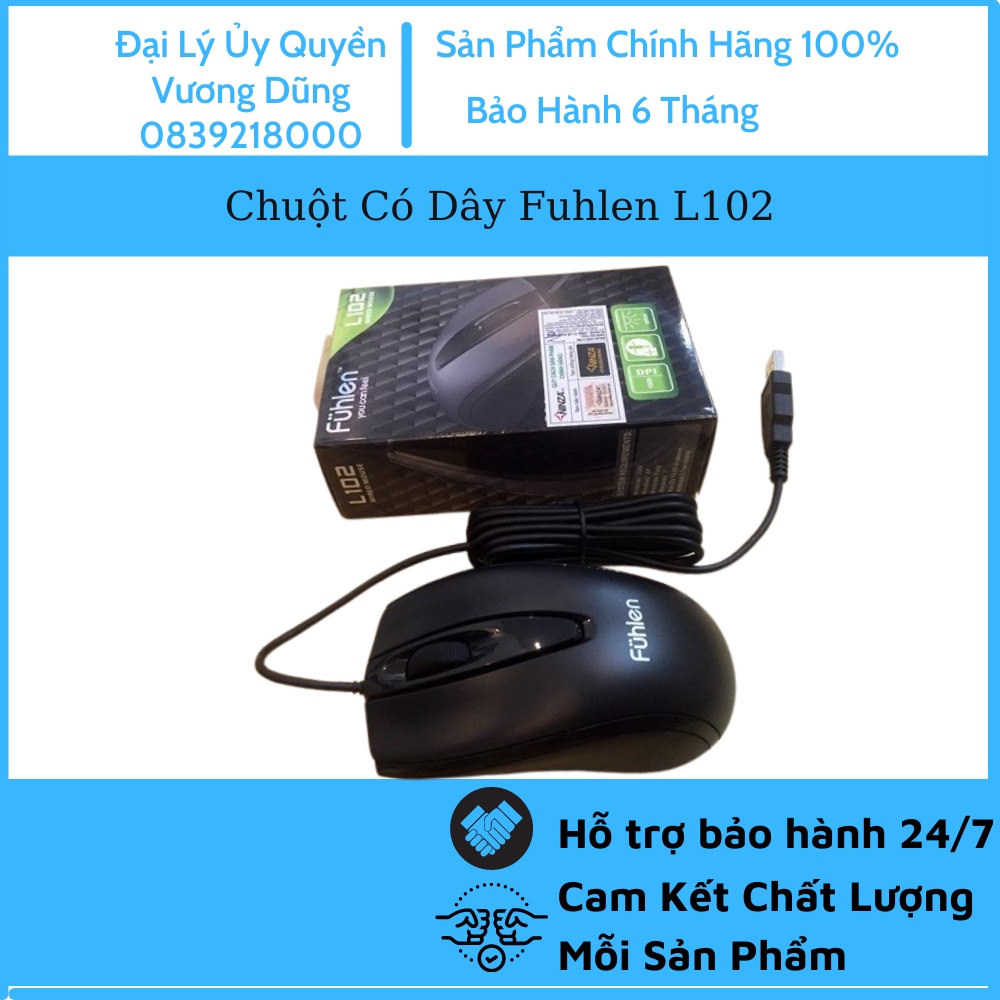 Chuột Có Dây Fuhlen L102 - Tem ninza phân phối - Bảo hành 24 tháng - Cam kết lỗi 1 đổi 1