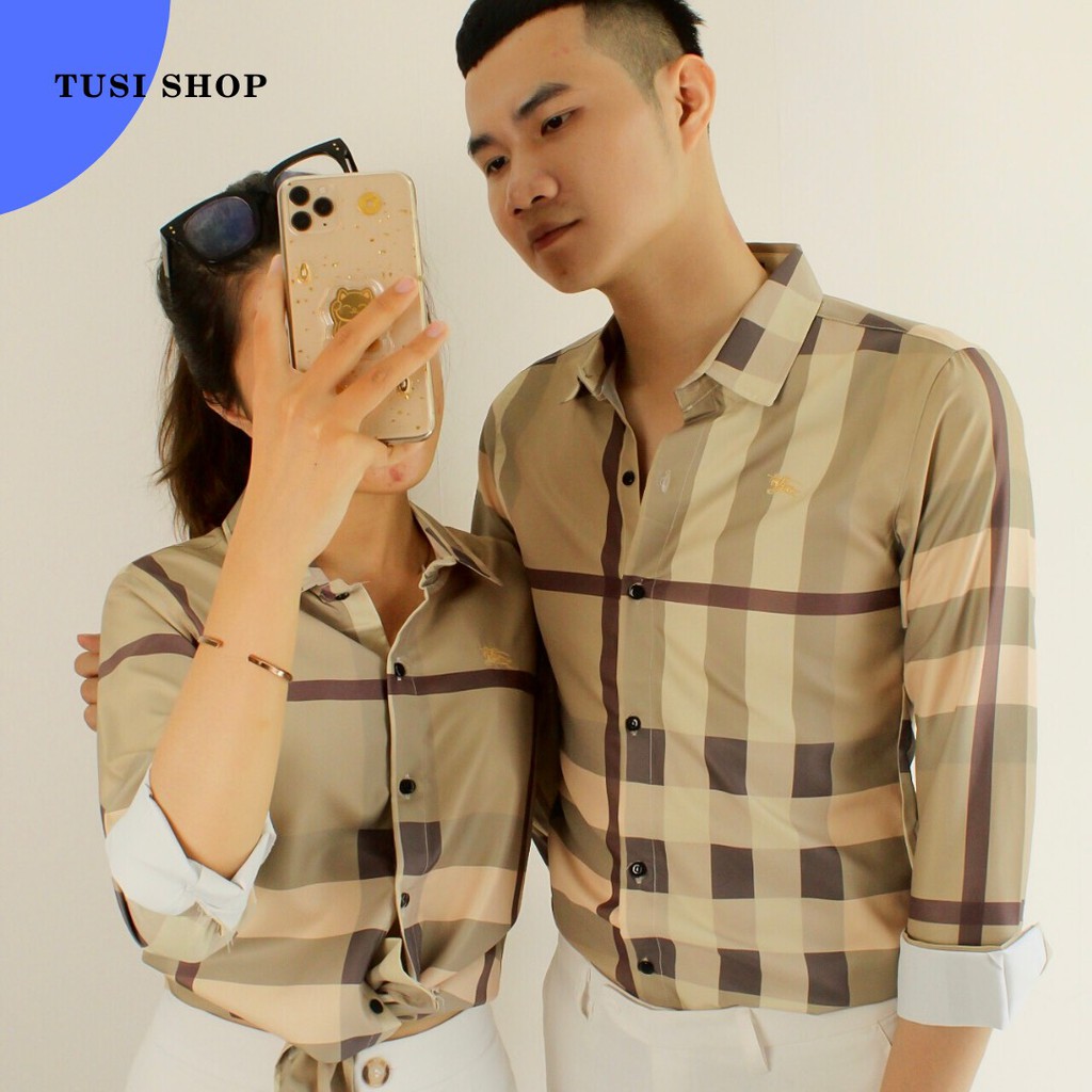 [SIÊU GIẢM GIÁ] Áo sơ mi 3D nam nữ cặp đôi chất liệu kate lụa HOẠ TIẾT CARO NHUYỄN | BigBuy360 - bigbuy360.vn