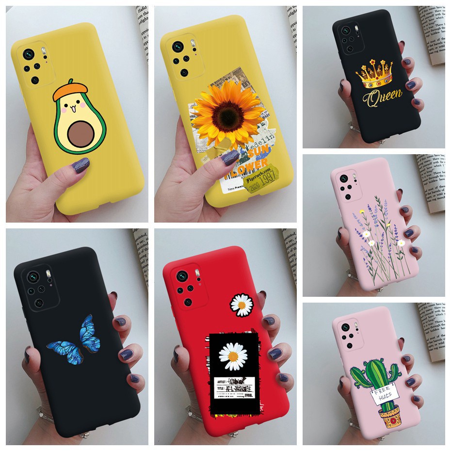 Ốp Điện Thoại Silicon Mềm Nhám Họa Tiết Hoa Hướng Dương / Trái Bơ Dễ Thương Cho Xiaomi Redmi Note 10 10 Pro