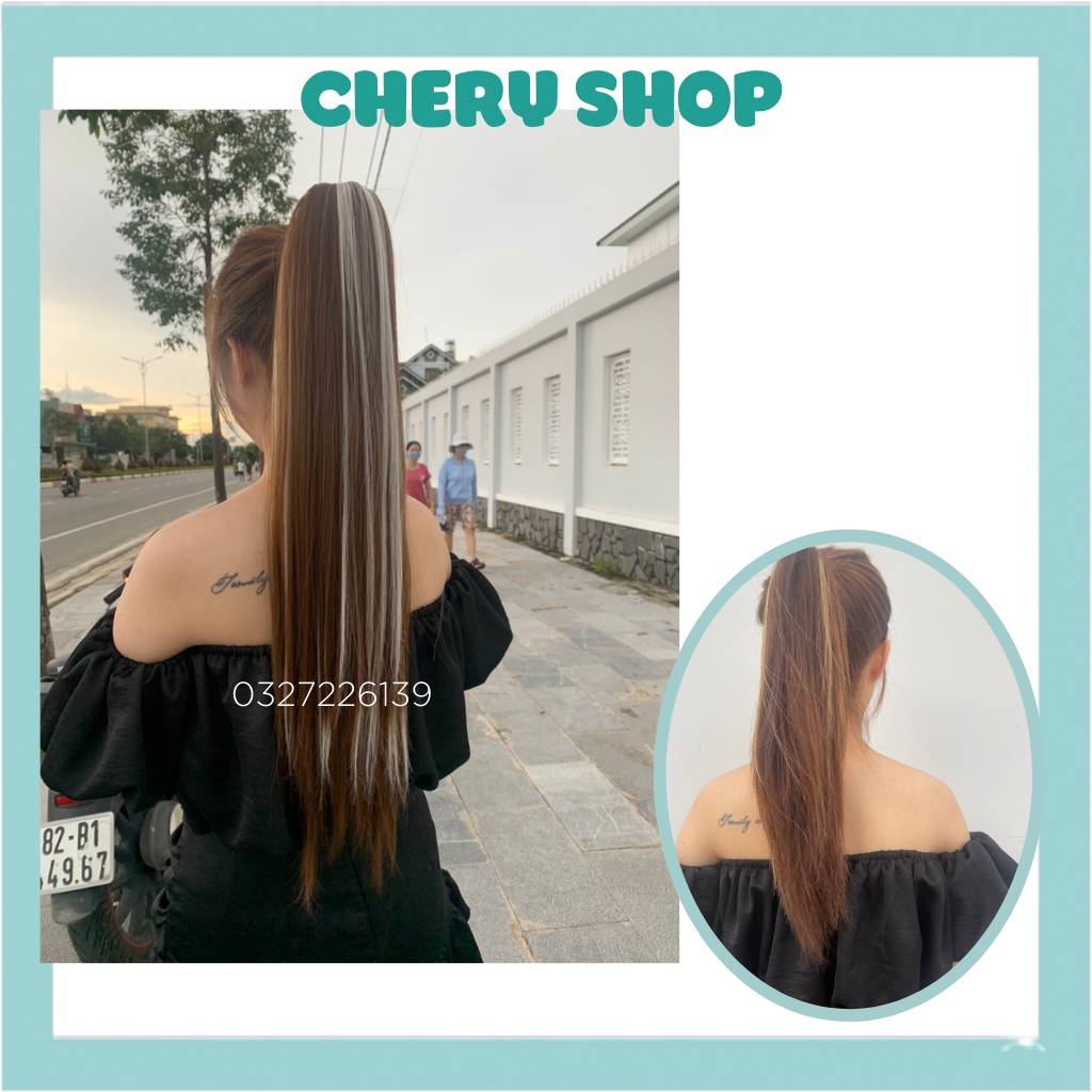Tóc giả nữ ngoặm thẳng dài phối light bạch kim thời trang hot hit hiện nay