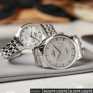 💖 đồng hồ nam sunrise srwatch sg1079.1102te dây màu bạc size 40mm